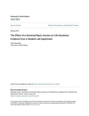 The Effect of a Universal Basic Income on Life Decisions: Evidence from a Student Lab Experiment
