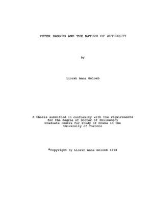 Peter Barnes and the Nature of Authority