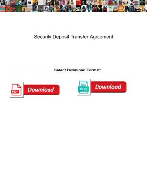 Security Deposit Transfer Agreement