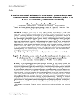 Record of Stomatopods and Decapods, Including Descriptions of the Species of Commercial Interest from the Submarine Rises and Su