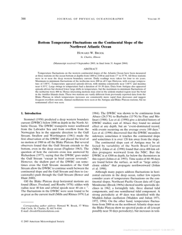 Bottom Temperature Fluctuations on the Continental Slope of the Northwest Atlantic Ocean