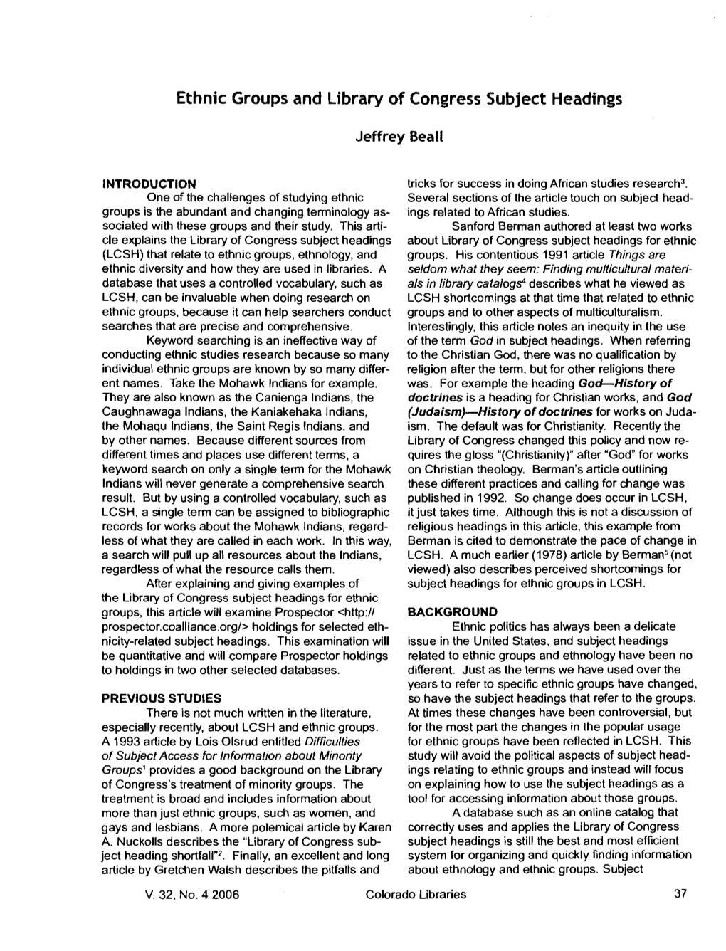 Ethnic Groups and Library of Congress Subject Headings