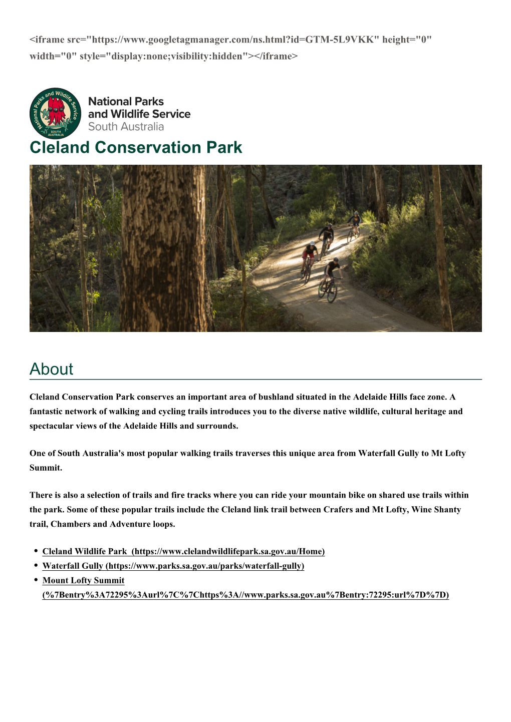 Cleland Conservation Park About