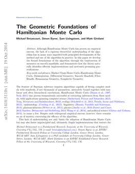 The Geometric Foundations of Hamiltonian Monte Carlo 3