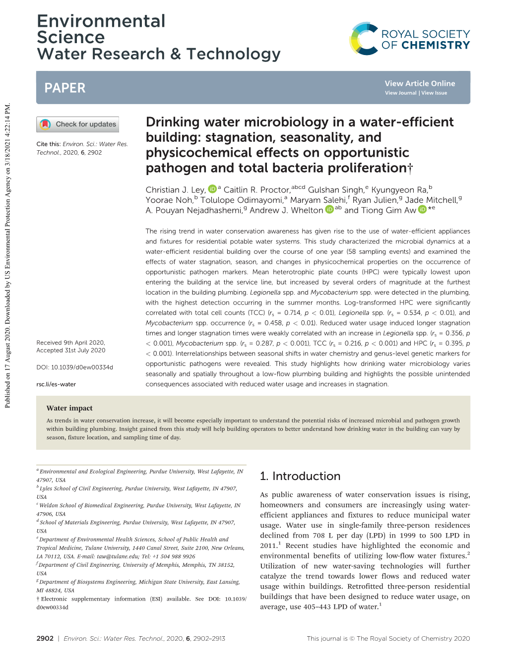 Environmental Science Water Research & Technology