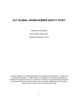 Act Global Crumb Rubber Safety Study