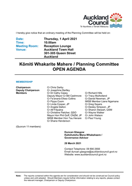 Agenda of Planning Committee