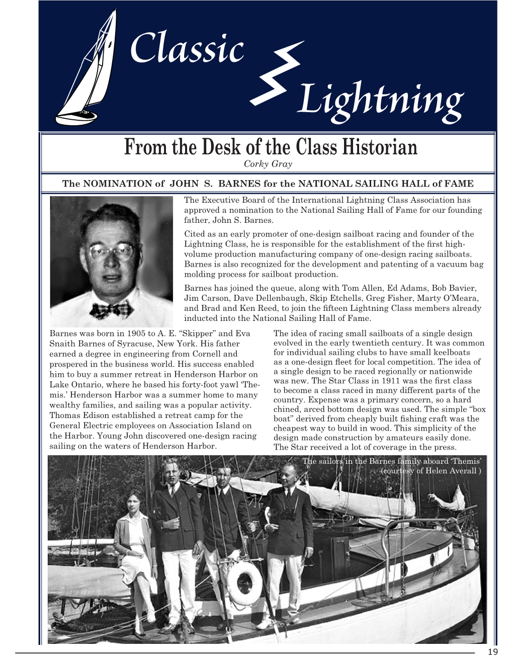 Classic Lightning from the Desk of the Class Historian Corky Gray