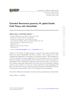 Extended Riemannian Geometry III: Global Double Field Theory With