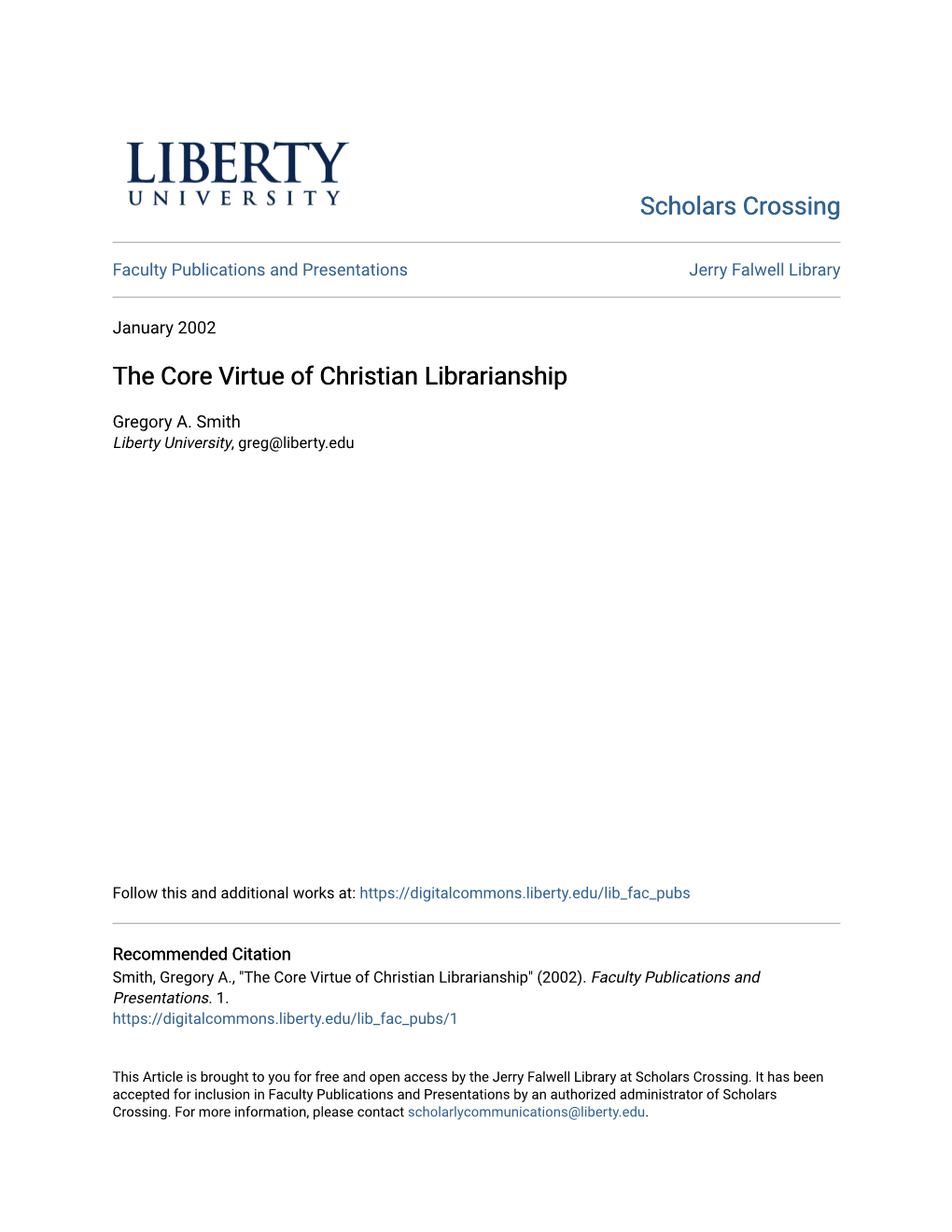 The Core Virtue of Christian Librarianship