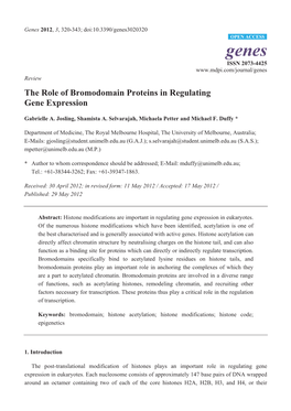 The Role of Bromodomain Proteins in Regulating Gene Expression
