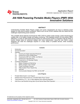Powering Portable Media Players (PMP) with Innovative Solutions