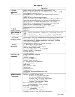 US History II September Essential Identify Causes, Events, and Results of the Spanish-America War