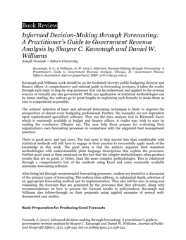 Informed Decision-Making Through Forecasting: a Practitioner’S Guide to Government Revenue Analysis by Shayne C