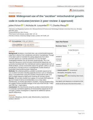 Mitochondrial Genetic Code in Tunicates[Version