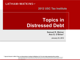 Topics in Distressed Debt