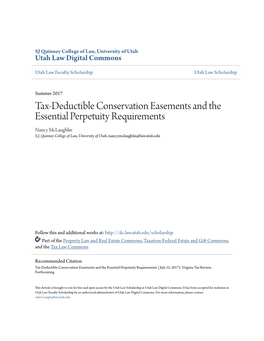 Tax-Deductible Conservation Easements and the Essential Perpetuity Requirements Nancy Mclaughlin S.J