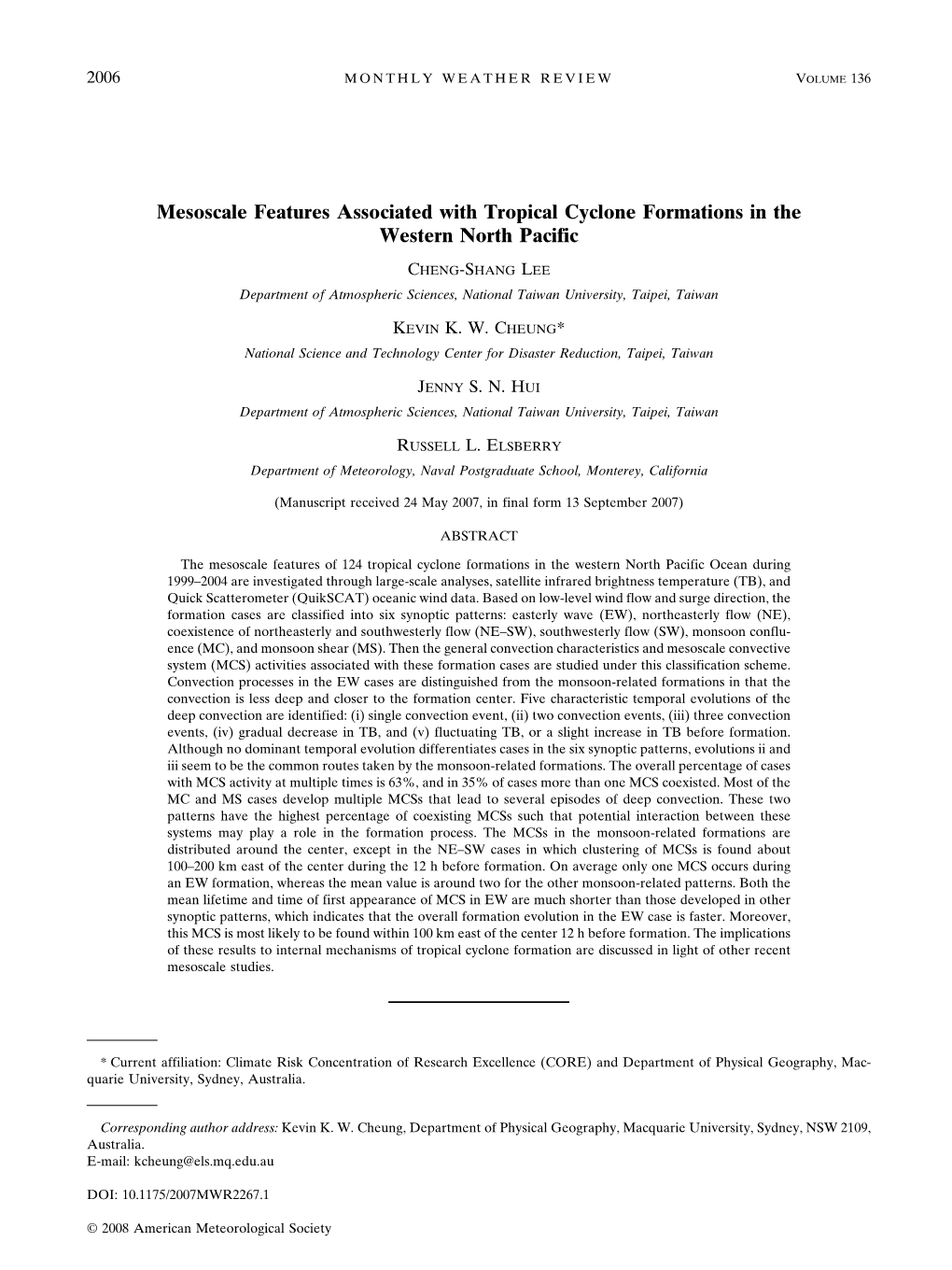 Mesoscale Features Associated with Tropical Cyclone Formations in the Western North Pacific