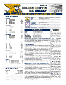 GOLDEN GRIFFIN ICE HOCKEY Canisius (13-11-2, 13-7-0 AHC) Vs
