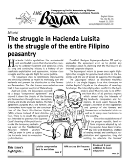The Struggle in Hacienda Luisita Is the Struggle of the Entire Filipino