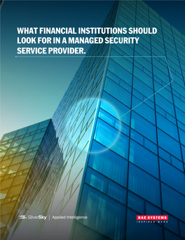 What Financial Institutions Should Look for in a Managed Security Service Provider