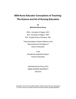 BSN Nurse Educator Conceptions of Teaching: the Science and Art of Nursing Education