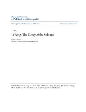 Li Song: the Decay of the Sublime