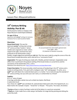 19Th Century Writing Activity: Pen &