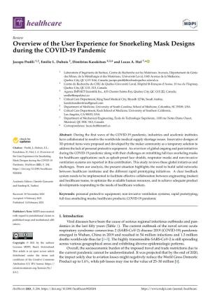 Overview of the User Experience for Snorkeling Mask Designs During the COVID-19 Pandemic
