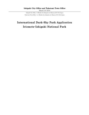 International Dark-Sky Park Application Iriomote-Ishigaki National Park