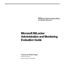 Microsoft Bitlocker Administration and Monitoring Evaluation Guide