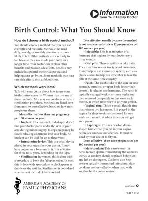 Birth Control: What You Should Know