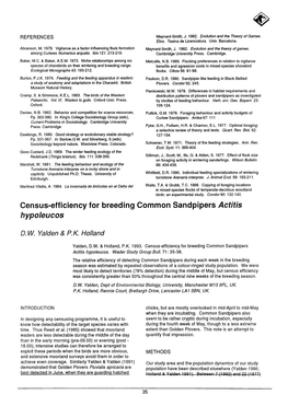 Efficiency for Breeding Common Sandpipers &lt;I&gt;Actitis Hypoleucos&lt;/I&gt;