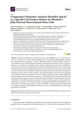 Comparative Proteomic Analysis Identifies Epha2 As a Specific Cell