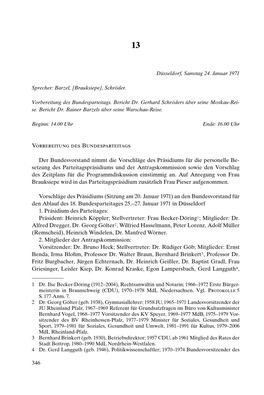 Die Protokolle Des CDU-Bundesvorstands 1969-1973