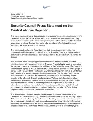 Security Council Press Statement on the Central African Republic