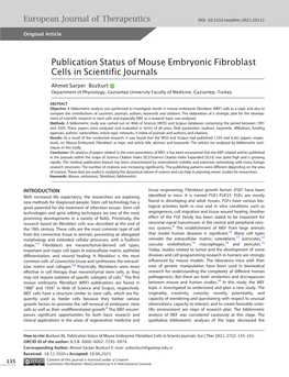 Publication Status of Mouse Embryonic Fibroblast Cells in Scientific Journals