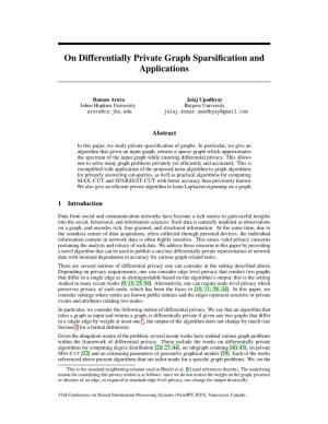 On Differentially Private Graph Sparsification and Applications