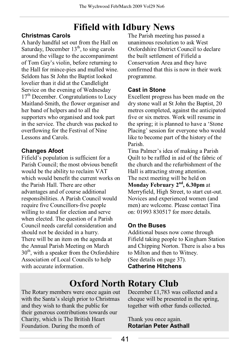 Fifield with Idbury News Oxford North Rotary Club