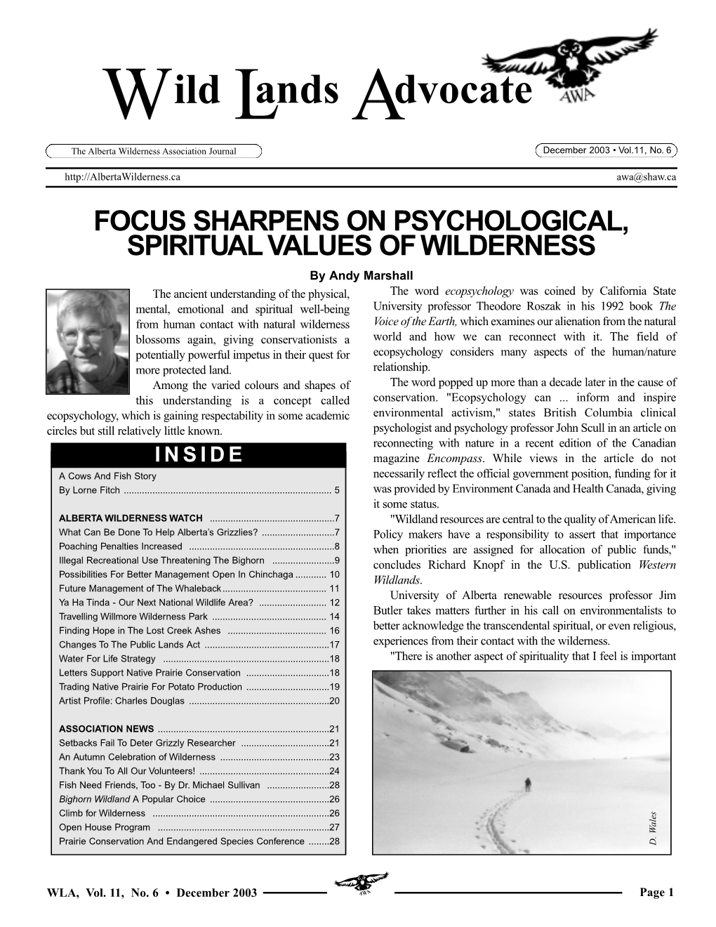 Wild Lands Advocate Vol. 11, No. 6, December 2003
