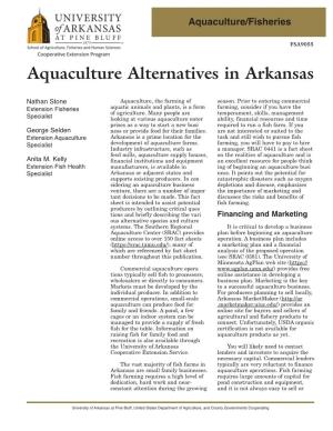 Aquaculture Alternatives in Arkansas
