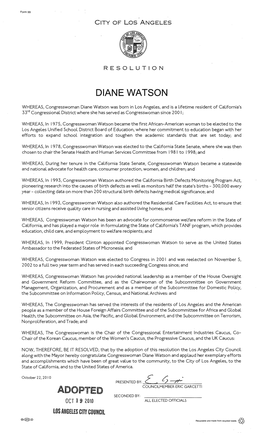 Diane Watson Adopted