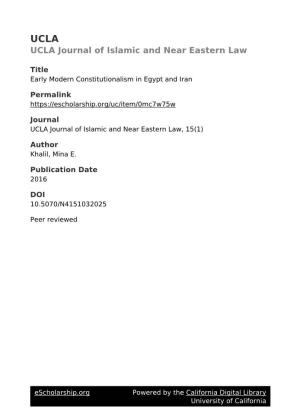 Early Modern Constitutionalism in Egypt and Iran