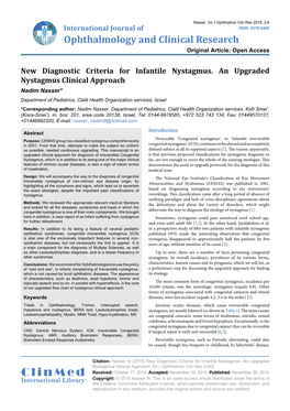 New Diagnostic Criteria for Infantile Nystagmus. an Upgraded