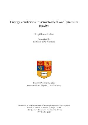 Energy Conditions in Semiclassical and Quantum Gravity