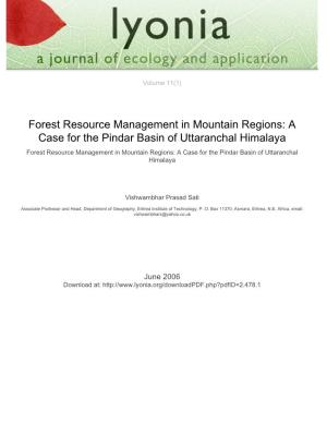 Forest Resource Management in Mountain Regions: a Case for The