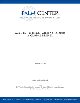 Gays in Foreign Militaries 2010: a Global Primer