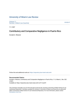 Contributory and Comparative Negligence in Puerto Rico
