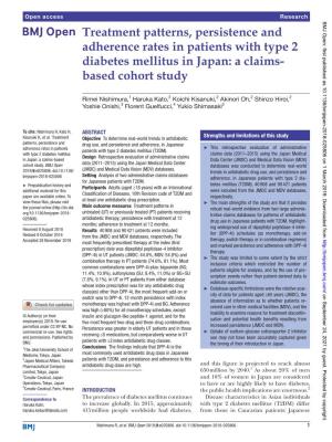 Treatment Patterns, Persistence and Adherence Rates in Patients with Type 2 Diabetes Mellitus in Japan: a Claims- Based Cohort Study