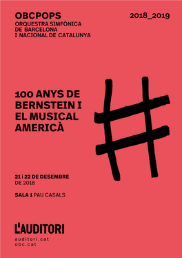 Prog. De Mà OBCPOPS 100 Anys De Bernstein I El Musical Americà